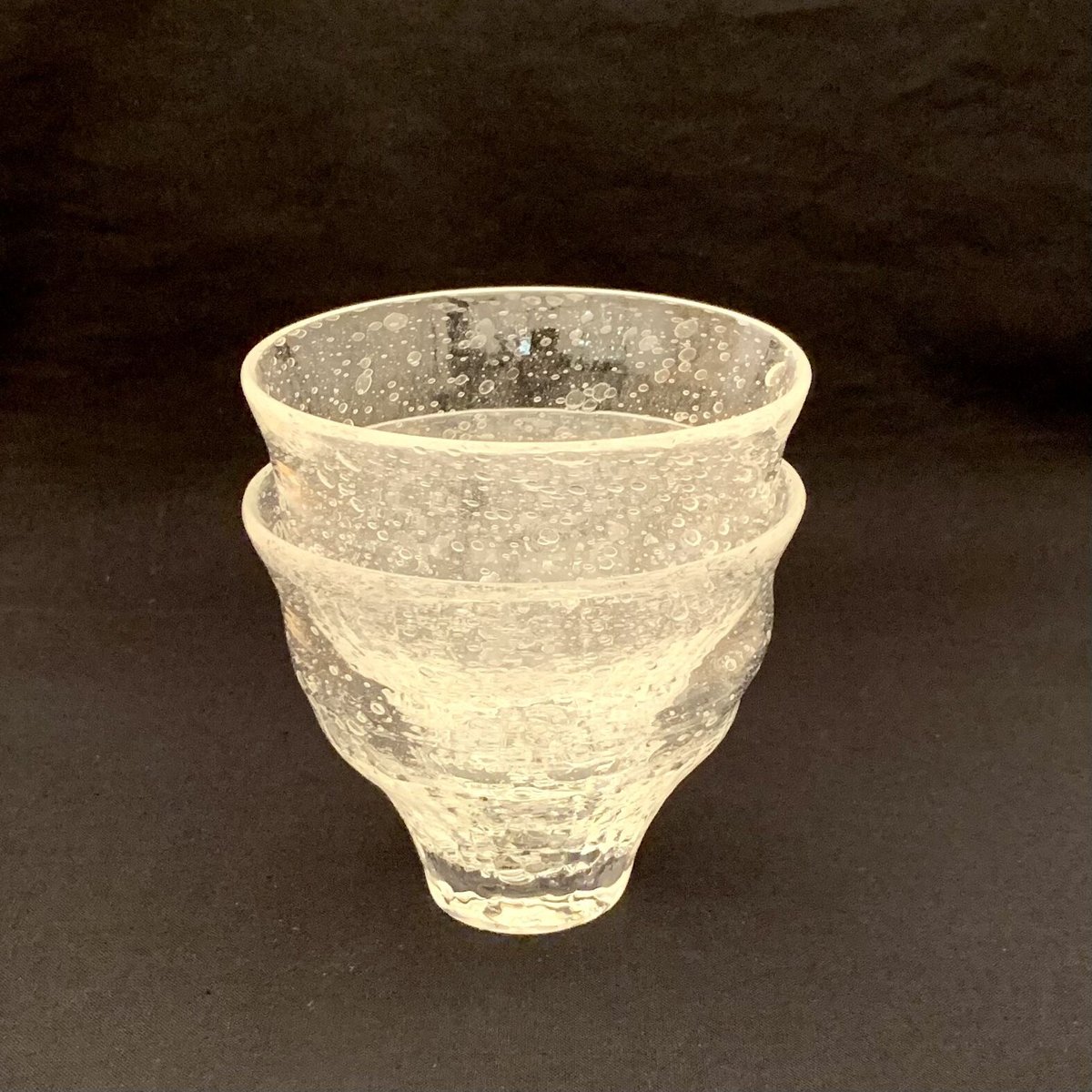 荒川尚也作晴耕社のガラスボウル2点 荒川尚也 晴耕社 吹きガラス デキャンタ 泡ガラス 角瓶 角ボトル