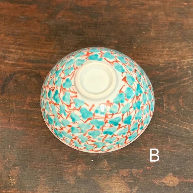 赤地径　六角小鉢　麻の葉文　3個 赤地径 小紋四方小皿