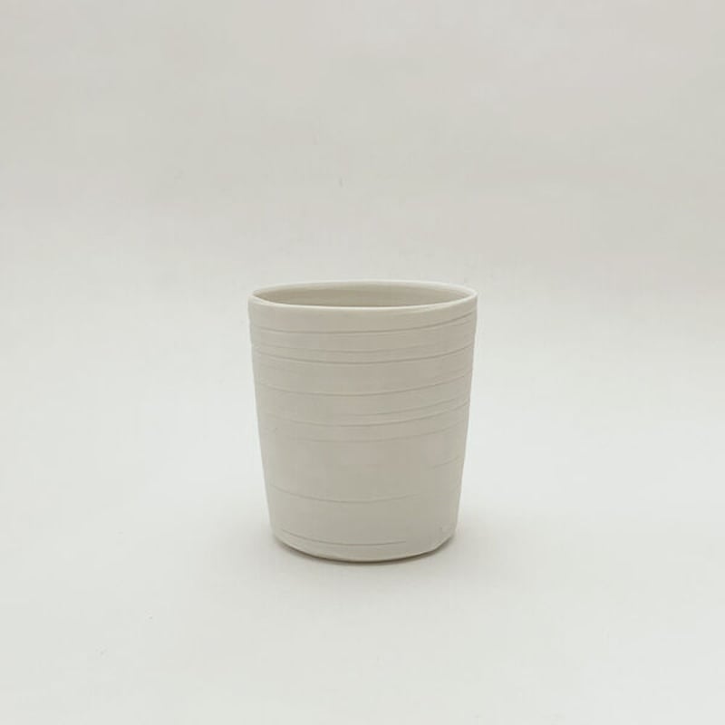 円筒形陶器 白灰色 深澤彰文 筒ちょこ [fa_ex04] | 菜の花暮らしの道具店 online store