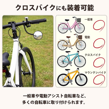 自転車 バックミラー ロング フレキシブル アーム 凸面鏡 クロスバイク マウンテンバイク フラットバー サイクルミラー 電動自転車 軽量 調整 川住製作所 KEIA KW60