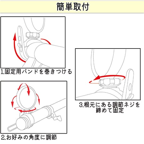 自転車 ミラー サイクルミラー コウホウヨシ ハンドル エンド かっこいい 鏡  左右兼用 見やすい 凸面 角度調整 電動アシスト クロスバイク 川住製作所 KEIA KW61