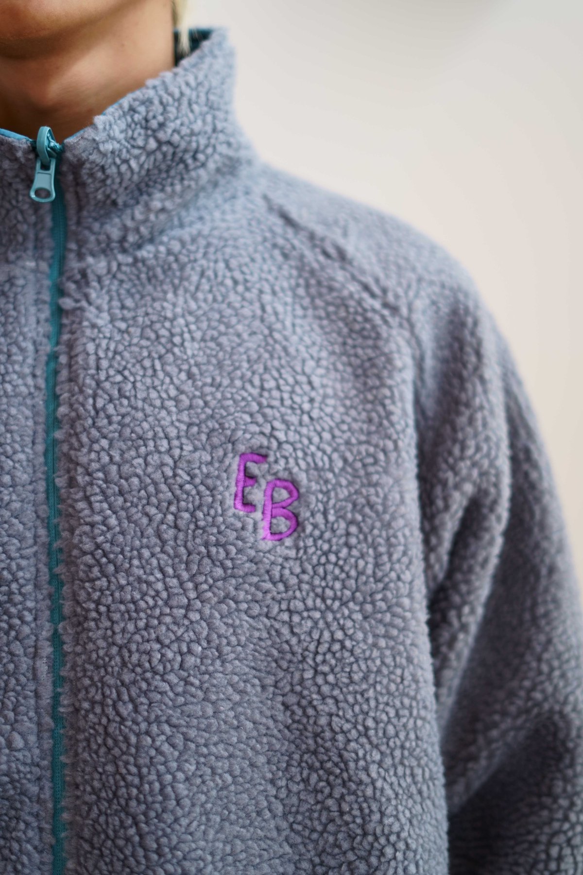 EB Reversible Boa Jacket Color : Turquoise | T