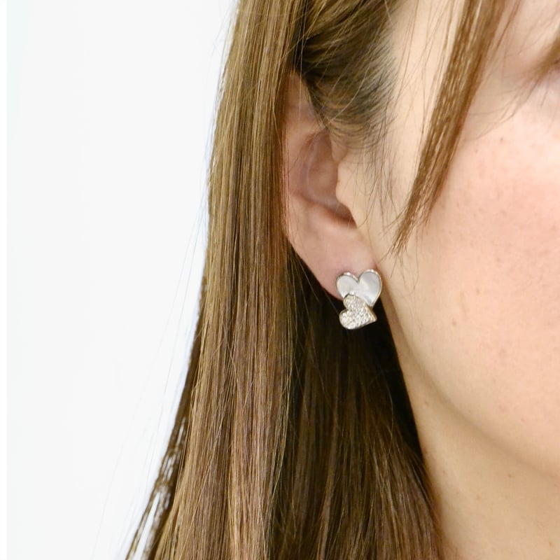 Double Heart Stud Earrings*Post:SV925 | OctaHot