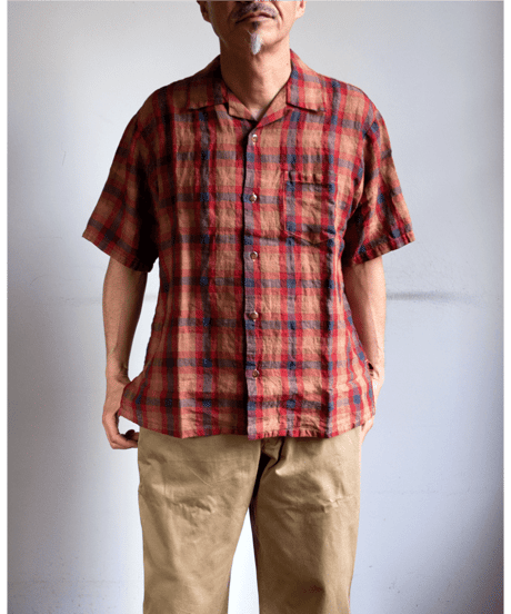 SEUVAS　Linen Open Collar Shirt