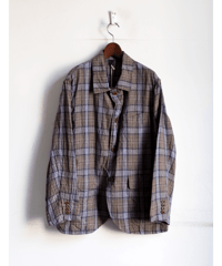 ts(s)　Washed Linen Tartan Plaid Patch＆Flap Shirt Collar Jacket