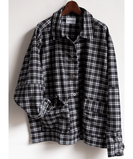 THE MAGUEY　BLACK PLAID UTILITY JACKET