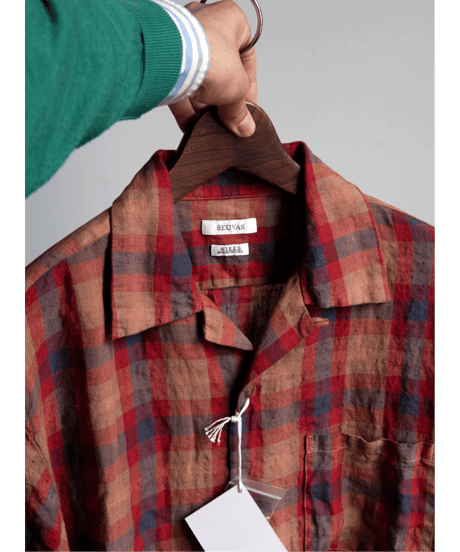 SEUVAS　Linen Open Collar Shirt
