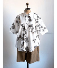 kiivu　COTTON BOIL SHORT SLEEVE SHIRT -Hand Drawing SUMI Printing-