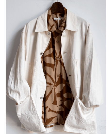 ts(s)　Leaf Print Viscose Cloth Open Collar Shirt BROWN