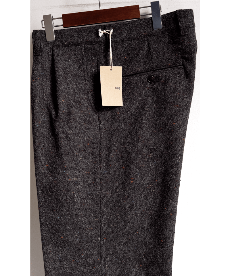 ts(s) Color Nep Virgin Wool Tweed 2in-Pleat Wid