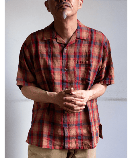 SEUVAS　Linen Open Collar Shirt