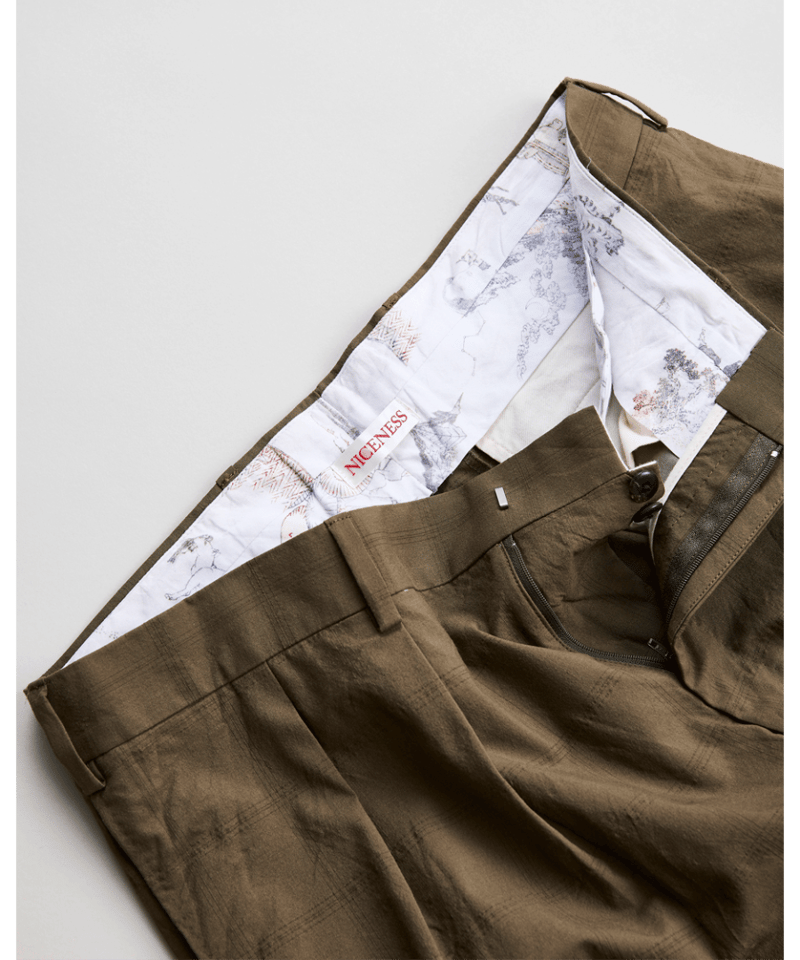 NICENESS FLYING V CHECK TROUSERS “W.SCHENKER ”