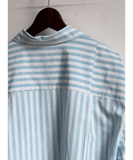 Cale　石灰藍染 Print Block Stripe Skipper Shirts