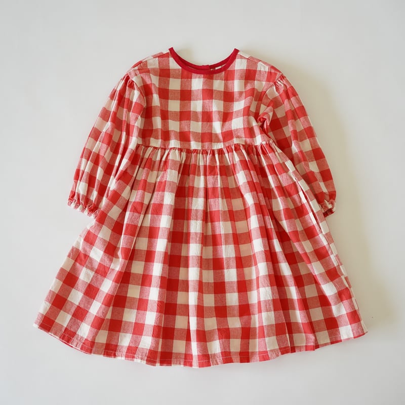 センソユニコ【40】変形ワンピース チェック柄 赤 通勤 ウール混 日本製 block check niko one-piece (2564) | nikomake