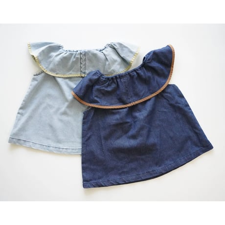 denim frill blouse (2629)