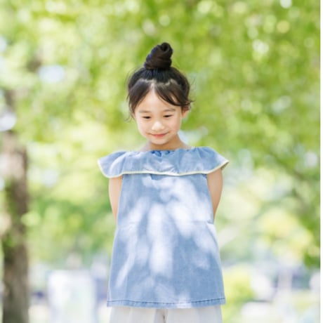 denim frill blouse (2629)