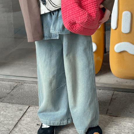 waist frill denim pants (2577)