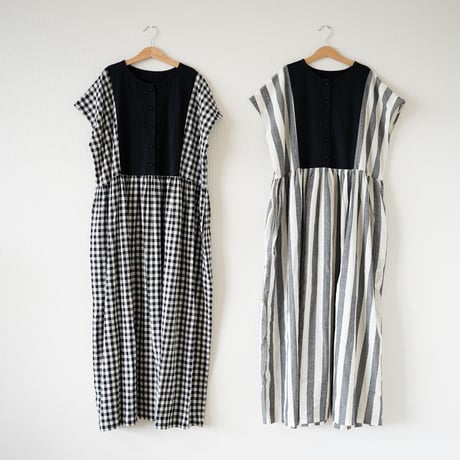 niko summer two-tone pattern dress 　”ママサイズ”   (1446)