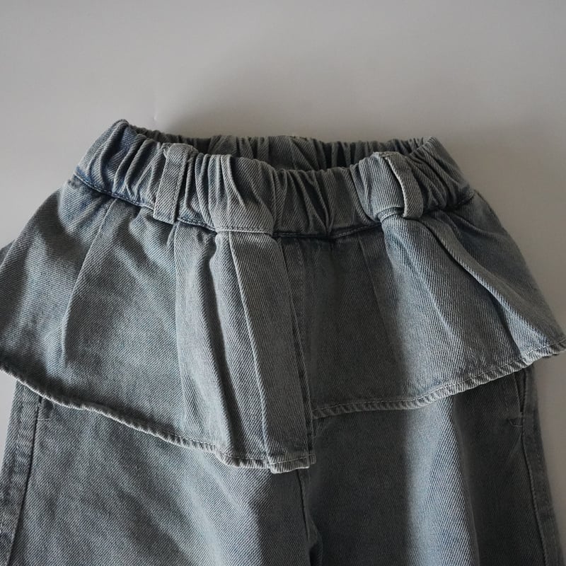 パンツ Frill-trim denim pants waist frill denim pants (2577) | nikomake
