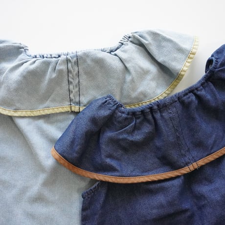 denim frill blouse (2629)