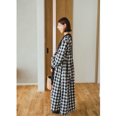 niko two-tone  check dress "ママサイズ”  (2565)
