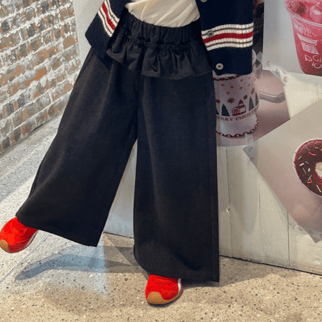 waist frill wide pants (2568)