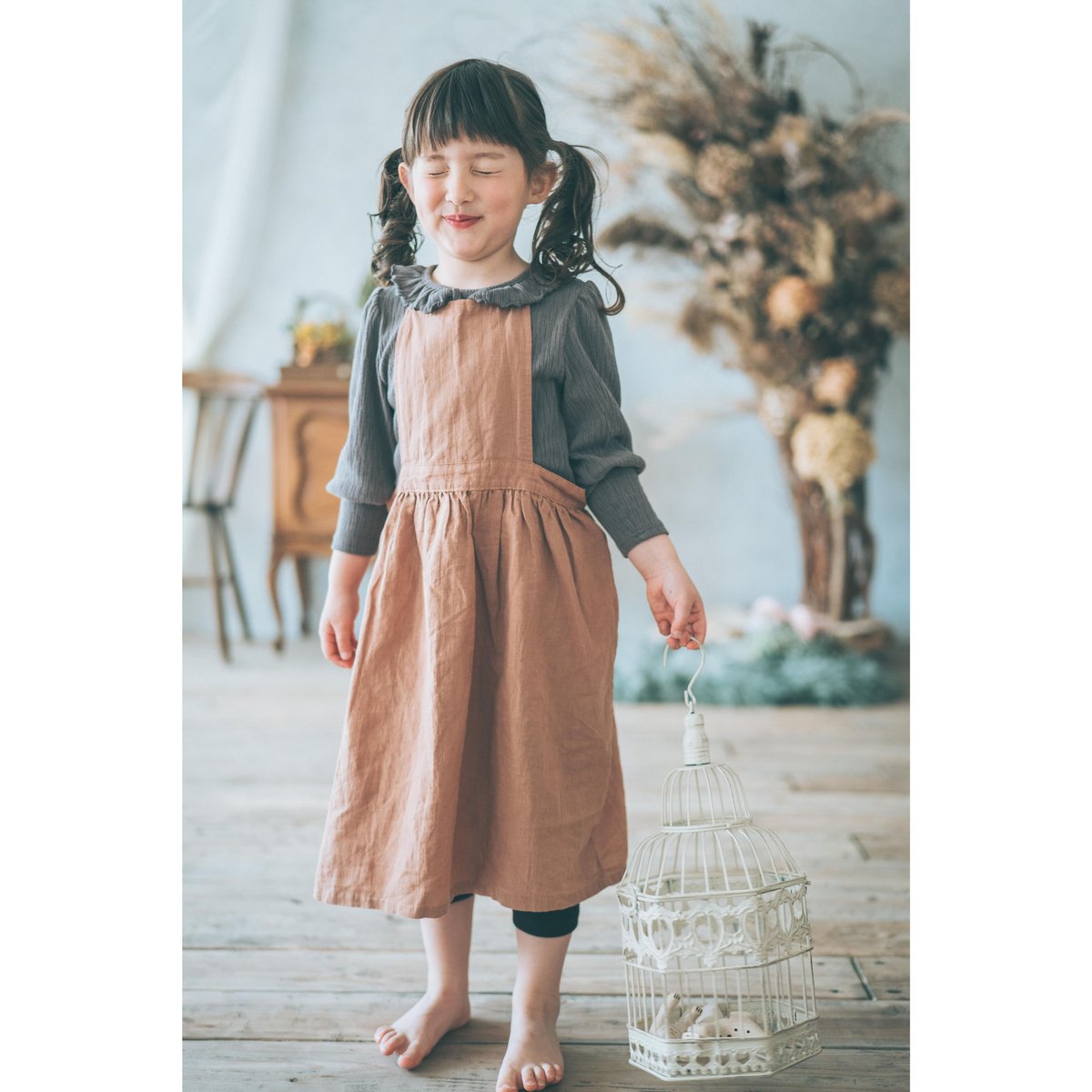 ハンドメイド作家 nono フーワンピ&エプロンワンピ 2着set