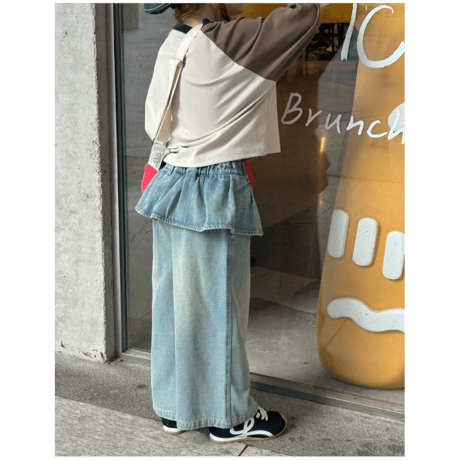 waist frill denim pants (2577)