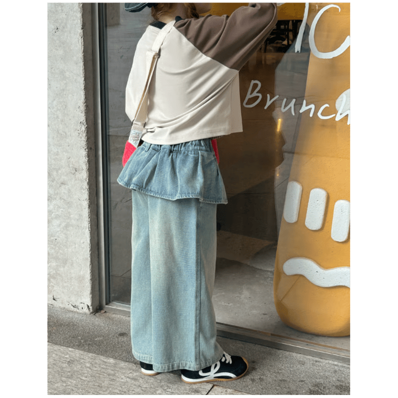 パンツ Frill-trim denim pants Frilled Ruffle Pants Denim – carol's boutique