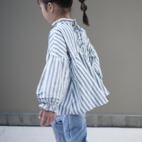 stripe frill blouse  "kids & mom"   (2383)