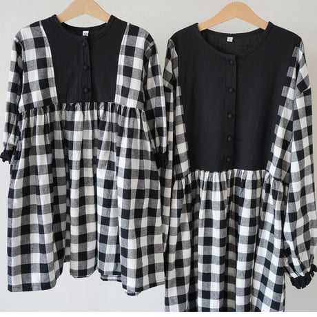 niko two-tone  check dress "ママサイズ”  (2565)