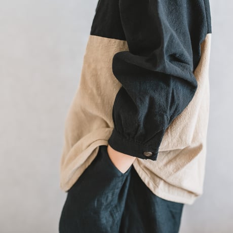 two-tone button niko pullover  (2437)