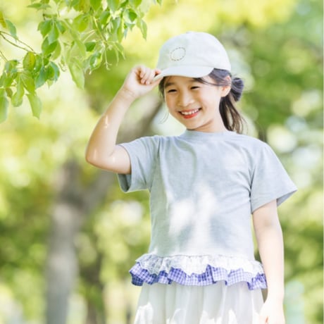 lace & plaid peplum tee (2627）