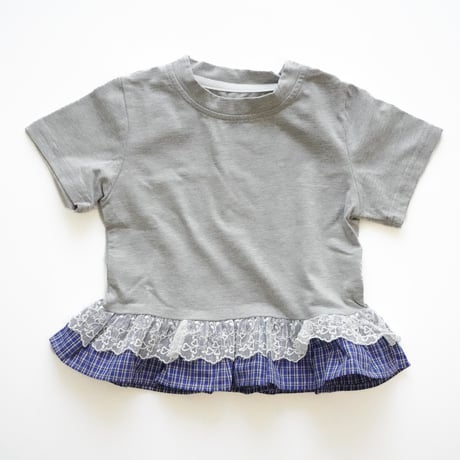 lace & plaid peplum tee (2627）