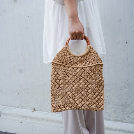 wood handle knitting bag  (1456)