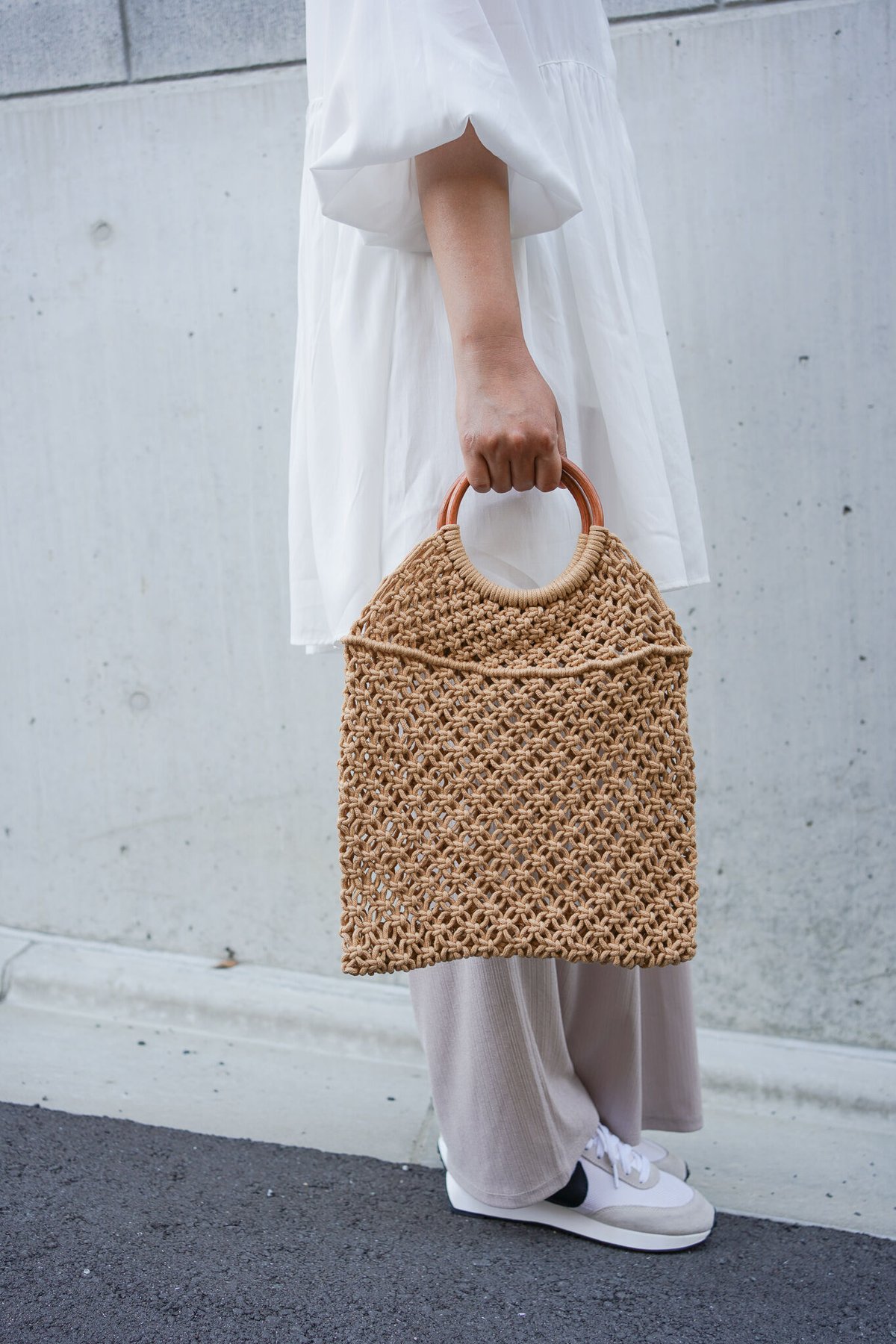 wood handle knitting bag (1456) | nikomake