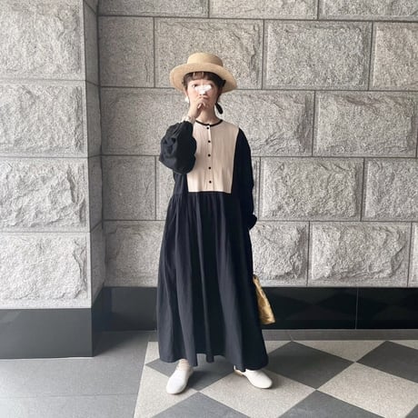 niko two-tone dress ”ママサイズ”  (1480)