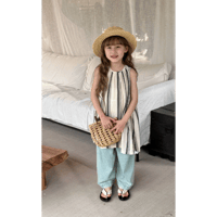 natural stripe sleeveless tunic dress (2642)