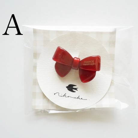 red ribbon hair clip (2609)