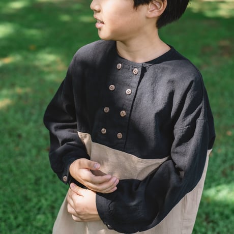 two-tone button niko pullover  (2437)