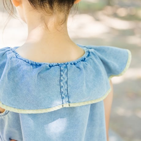 denim frill blouse (2629)