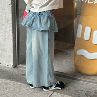 waist frill denim pants (2577)