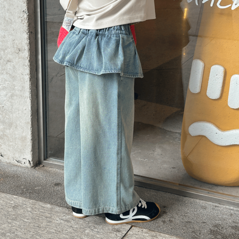waist frill denim pants (2577) | nikomake