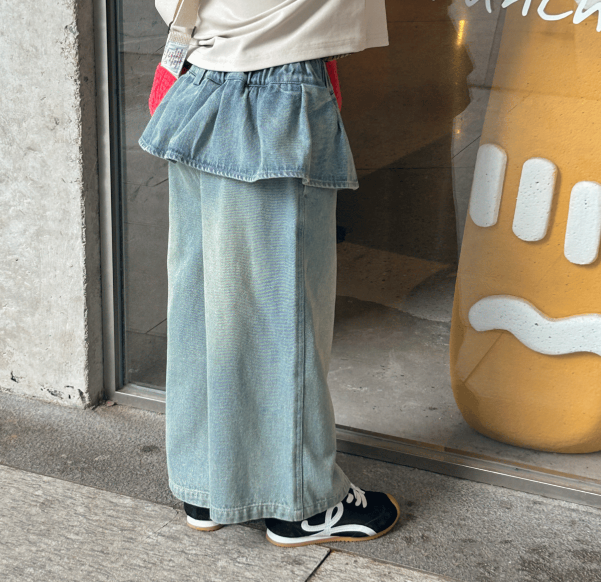 パンツ Frill-trim denim pants waist frill denim pants (2577) | nikomake