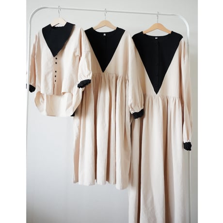 niko two-tone  triangle dress "ママサイズ” (2612)