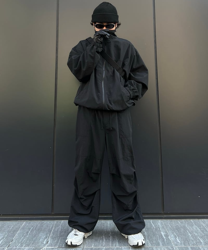 22AW✨ナゴンスタンス　パラシュートパンツ　カジュアルパンツ　ナイロン　黒　M ナイロンパラシュートパンツ /ブラック | Confirm/コンファーム