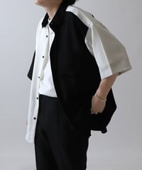 PEクレリック半袖シャツ /ブラック2