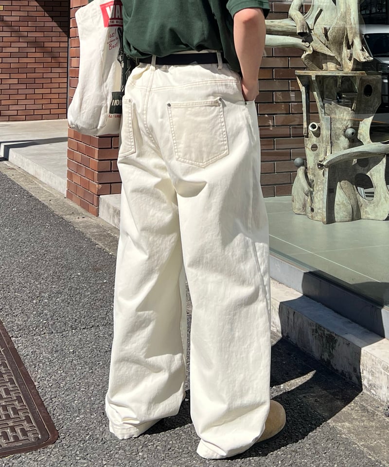 アイボリー ワイドパンツ ポケット付き grove パンツ フラップポケットワイドパンツ レディース