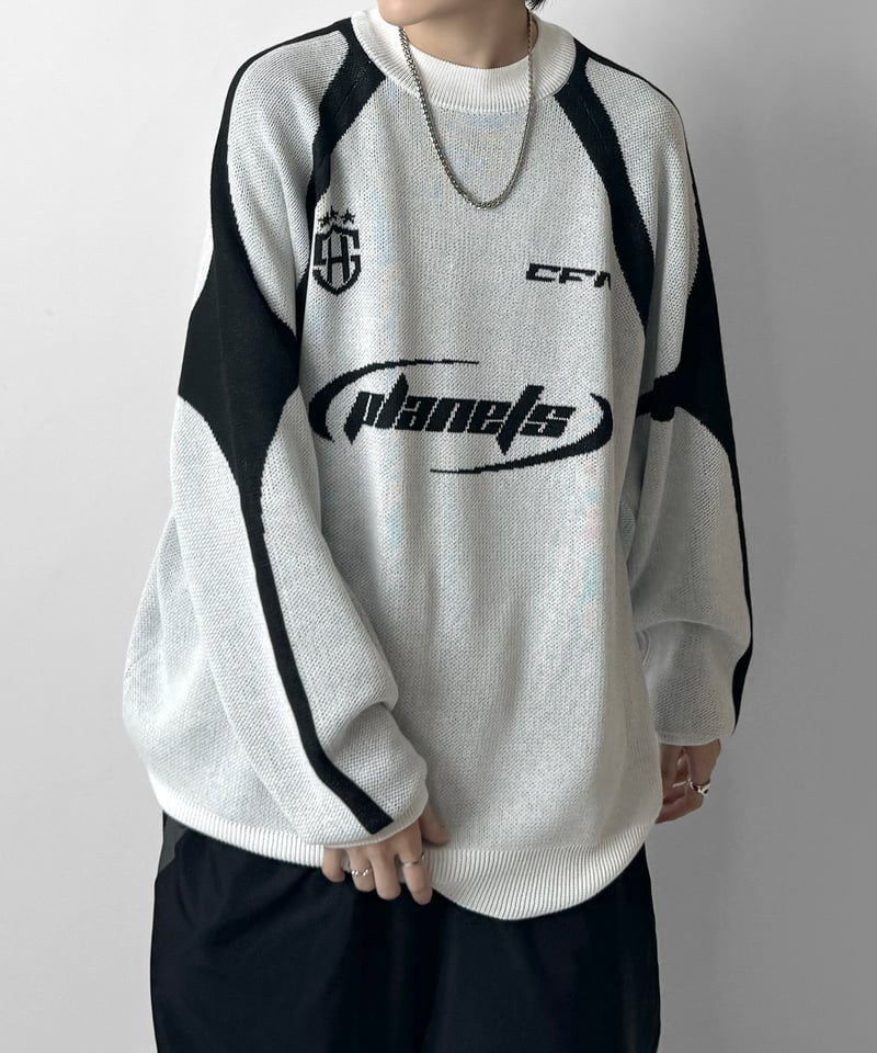 Y2Kジャガードプルオーバーニット /ホワイト | Confirm/コンファーム