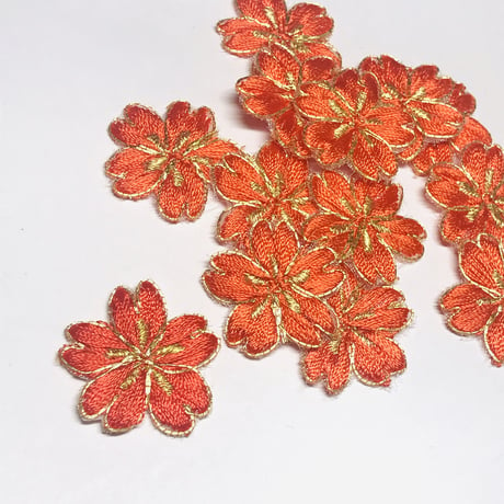 金駒京桜 刺繍パーツ橙5個（A-10）